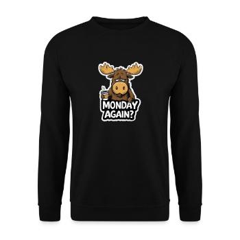Lustiger Elch für Männer Montag Humor Arbeit - Unisex Pullover - Schwarz - Vorne - Alina (178cm) & Michal (187cm)