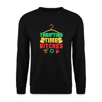Magasin d’occasion Magasin d’occasion Temps d’occasion - Sweat-shirt Unisexe - noir - Devant - Alina (178cm) & Michal (187cm)
