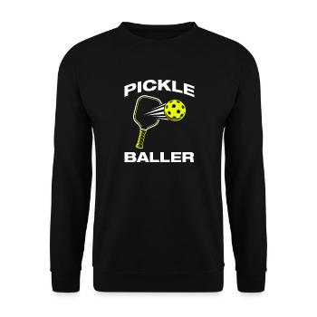 Pickle Baller lustiges Pickleball Spieler - Unisex Pullover - Schwarz - Vorne - Alina (178cm) & Michal (187cm)