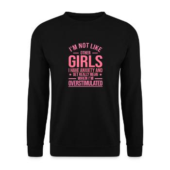 Lustige Aussage eines erwachsenen Mädchens - Unisex Pullover - Schwarz - Vorne - Alina (178cm) & Michal (187cm)
