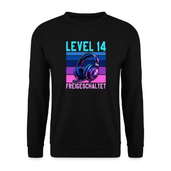 14. Geburtstag Junge Mädchen Gaming Level 14 Jahre - Unisex Pullover - Schwarz - Vorne - Alina (178cm) & Michal (187cm)