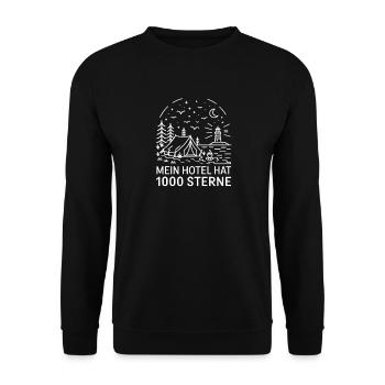  Mein Hotel Hat 1000 Sterne Camping Zelt - Unisex Pullover - Schwarz - Vorne - Alina (178cm) & Michal (187cm)