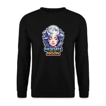 Méditation lunaire, pleine conscience lunaire, spirituel - Sweat-shirt Unisexe - noir - Devant - Alina (178cm) & Michal (187cm)