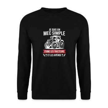 Humour Agriculteur Tracteur Passion Apéro Fun - Sweat-shirt Unisexe - noir - Devant - Alina (178cm) & Michal (187cm)