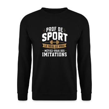 Prof de Sport Le Vrai - Sweat-shirt Unisexe - noir - Devant - Alina (178cm) & Michal (187cm)