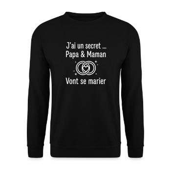 Secret de famille: Papa et Maman vont se marier - Sweat-shirt Unisexe - noir - Devant - Alina (178cm) & Michal (187cm)