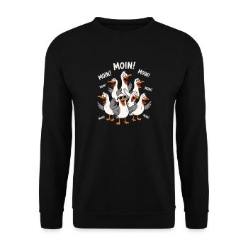 MOIN Möwen Chaos Küste Lustig Shirt - Unisex Pullover - Schwarz - Vorne - Alina (178cm) & Michal (187cm)