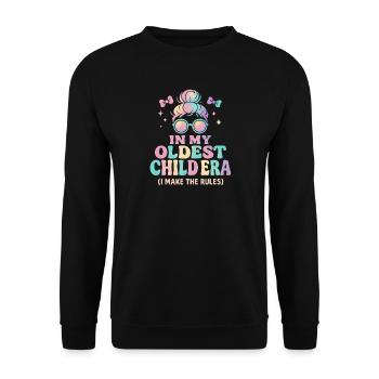 Daughter Family Humor In My Oldest Child Era - Unisex Sweatshirt - black - Front - Alina (178cm) & Michal (187cm)