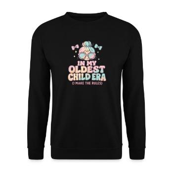 Daughter Family Humor In My Oldest Child Era - Unisex Sweatshirt - black - Front - Alina (178cm) & Michal (187cm)