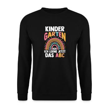 Kindergarten Ade Ich Lerne Jetzt Das ABC - Unisex Pullover - Schwarz - Vorne - Alina (178cm) & Michal (187cm)