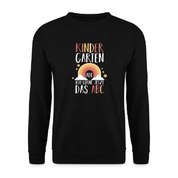 Kindergarten Ade Ich Lerne Jetzt Das ABC - Unisex Pullover - Schwarz - Vorne - Alina (178cm) & Michal (187cm)