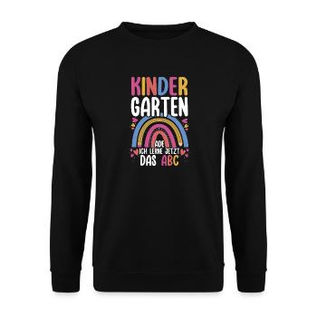 Kindergarten Ade Ich Lerne Jetzt Das ABC - Unisex Pullover - Schwarz - Vorne - Alina (178cm) & Michal (187cm)