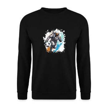 Astronaut Fussball Team - Unisex Pullover - Schwarz - Vorne - Alina (178cm) & Michal (187cm)