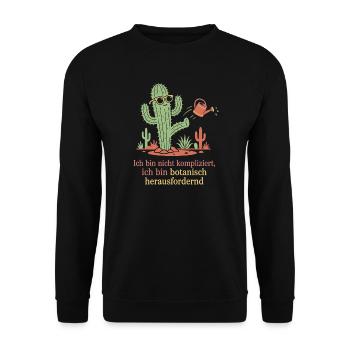 Kaktus Botanik Lustiges Pflanzen Design - Unisex Pullover - Schwarz - Vorne - Alina (178cm) & Michal (187cm)