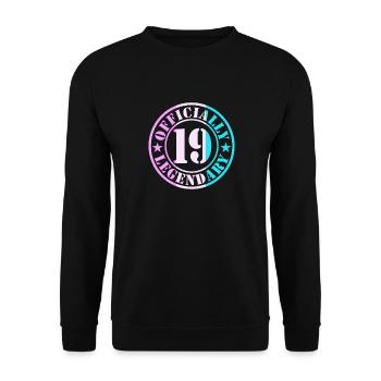 19th Birthday Boy Girl Legend Level 19 - Unisex Sweatshirt - black - Front - Alina (178cm) & Michal (187cm)