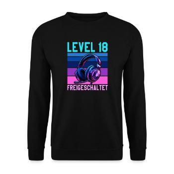 18. Geburtstag Junge Mädchen Gamer Level 18 - Unisex Pullover - Schwarz - Vorne - Alina (178cm) & Michal (187cm)