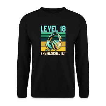 18. Geburtstag Junge Mädchen Gamer Level 18 - Unisex Pullover - Schwarz - Vorne - Alina (178cm) & Michal (187cm)