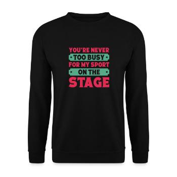 Théâtre musical Jamais trop occupé sur scène Théâtre - Sweat-shirt Unisexe - noir - Devant - Alina (178cm) & Michal (187cm)
