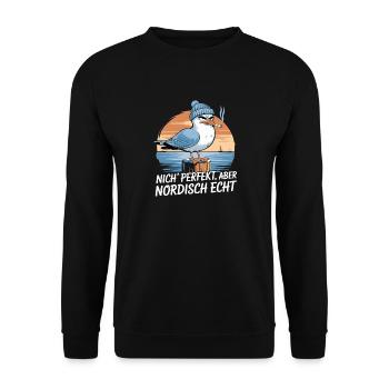  Nich Perfekt Aber Nordisch Echt Lustige Möwe Mit - Unisex Pullover - Schwarz - Vorne - Alina (178cm) & Michal (187cm)