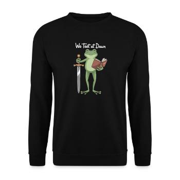 Grenouille de Test de l’Aube : Épée & Livre - Sweat-shirt Unisexe - noir - Devant - Alina (178cm) & Michal (187cm)