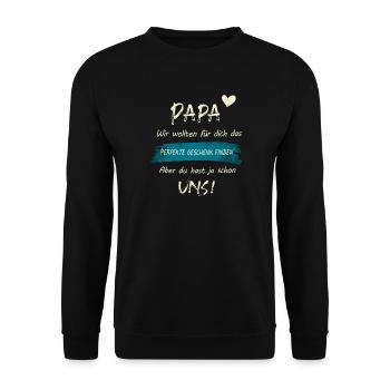 Papa Perfektes Geschenk Lustig Vatertag - Unisex Pullover - Schwarz - Vorne - Alina (178cm) & Michal (187cm)