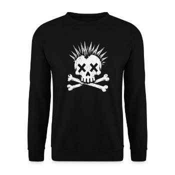 Punk Skull Mohawk Rock Alternative Shirt - Unisex Sweatshirt - black - Front - Alina (178cm) & Michal (187cm)