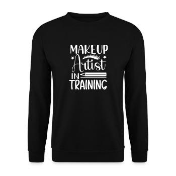 Make-up-Artist in Ausbildung - Unisex Pullover - Schwarz - Vorne - Alina (178cm) & Michal (187cm)