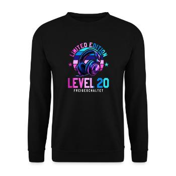 20e anniversaire Garçon Filles Niveau de jeu 20 ans - Sweat-shirt Unisexe - noir - Devant - Alina (178cm) & Michal (187cm)
