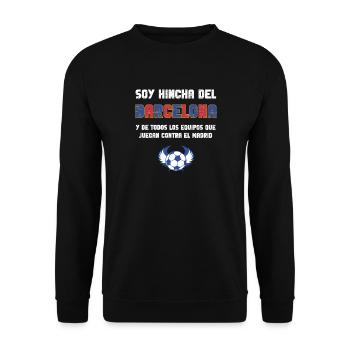 Barcelona Fußballfan - Unisex Pullover - Schwarz - Vorne - Alina (178cm) & Michal (187cm)