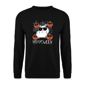 Safari Afrique Faune du Serengeti hippopotame d’Halloween - Sweat-shirt Unisexe - noir - Devant - Alina (178cm) & Michal (187cm)