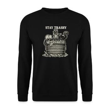 Stay Trashy Raccoon Opossum Skunk - Unisex Sweatshirt - black - Front - Alina (178cm) & Michal (187cm)