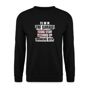 Je serai au garage Amoureux de voitures mec - Sweat-shirt Unisexe - noir - Devant - Alina (178cm) & Michal (187cm)
