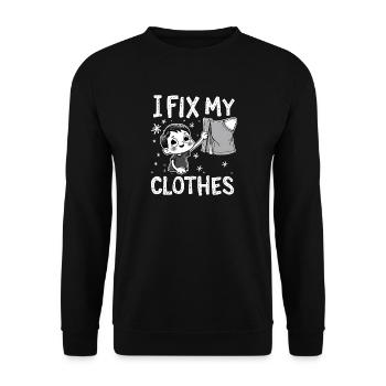 I Fix My Clothes Visible Repair - Unisex Sweatshirt - black - Front - Alina (178cm) & Michal (187cm)