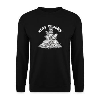 Stay Trashy Raccoon Opossum Skunk - Unisex Sweatshirt - black - Front - Alina (178cm) & Michal (187cm)