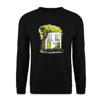 Branching Out - Modern Eco Architecture Sketch - Unisex Sweatshirt - black - Front - Alina (178cm) & Michal (187cm)