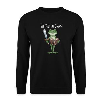 Dawn Test Frog: Sword & Scroll - Unisex Sweatshirt - black - Front - Alina (178cm) & Michal (187cm)