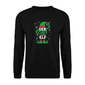 Der Chef-Elf - Unisex Pullover - Schwarz - Vorne - Alina (178cm) & Michal (187cm)