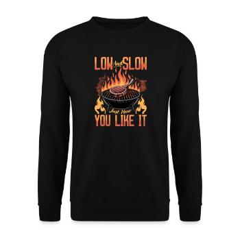 BBQ Grilling Meat Smoking Barbecue - Unisex Sweatshirt - black - Front - Alina (178cm) & Michal (187cm)