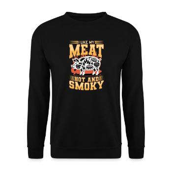 BBQ Grilling Meat Smoking Barbecue - Unisex Pullover - Schwarz - Vorne - Alina (178cm) & Michal (187cm)