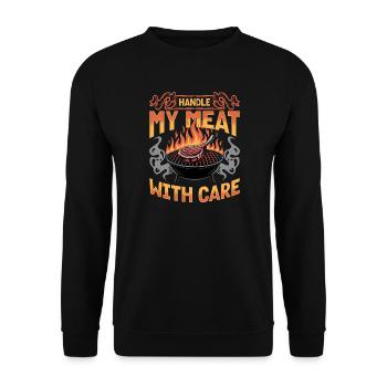 BBQ Grilling Meat Smoking Barbecue - Unisex Sweatshirt - black - Front - Alina (178cm) & Michal (187cm)