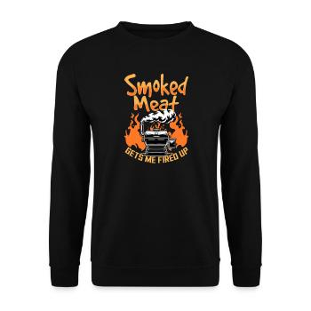 BBQ Grilling Meat Smoking Barbecue - Unisex Sweatshirt - black - Front - Alina (178cm) & Michal (187cm)