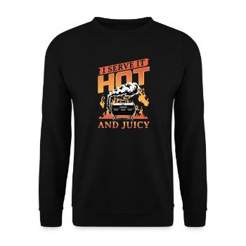 BBQ Grilling Meat Smoking Barbecue - Unisex Sweatshirt - black - Front - Alina (178cm) & Michal (187cm)