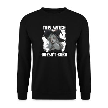 Hexen Damen T Hexen Spruch | Halloween Party Hexen - Unisex Pullover - Schwarz - Vorne - Alina (178cm) & Michal (187cm)