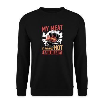 BBQ Grilling Meat Smoking Barbecue - Unisex Sweatshirt - black - Front - Alina (178cm) & Michal (187cm)