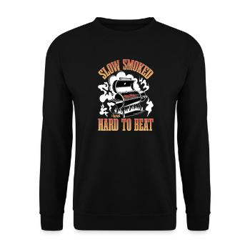 BBQ Grilling Meat Smoking Barbecue - Unisex Pullover - Schwarz - Vorne - Alina (178cm) & Michal (187cm)