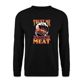 BBQ Grilling Meat Smoking Barbecue - Unisex Sweatshirt - black - Front - Alina (178cm) & Michal (187cm)
