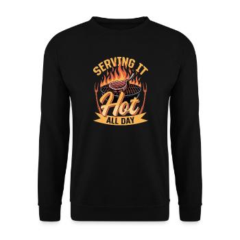 BBQ Grilling Meat Smoking Barbecue - Unisex Sweatshirt - black - Front - Alina (178cm) & Michal (187cm)