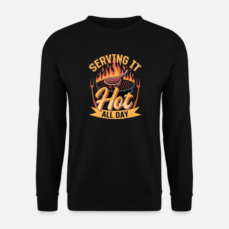 BBQ Grilling Meat Smoking Barbecue - Unisex Pullover - Schwarz