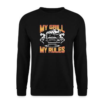 BBQ Grilling Meat Smoking Barbecue - Unisex Sweatshirt - black - Front - Alina (178cm) & Michal (187cm)