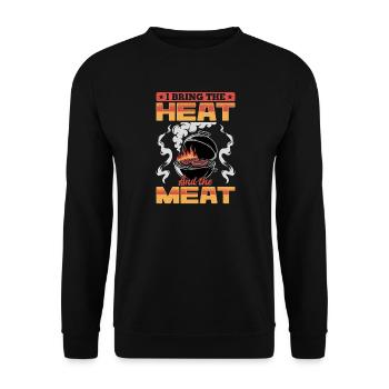 BBQ Grilling Meat Smoking Barbecue - Unisex Sweatshirt - black - Front - Alina (178cm) & Michal (187cm)